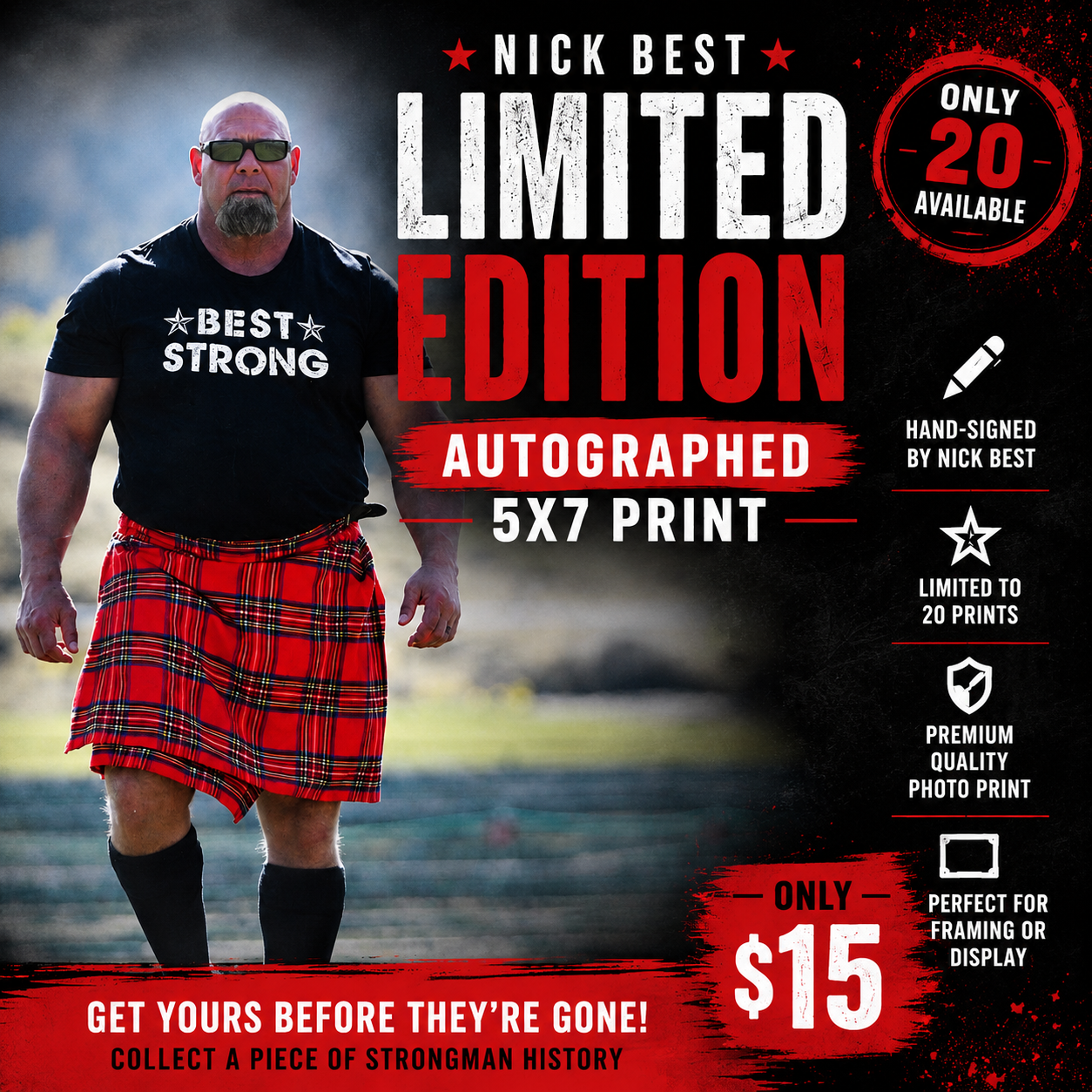 Nick Best Limited Edition Autographed 5x7 Print