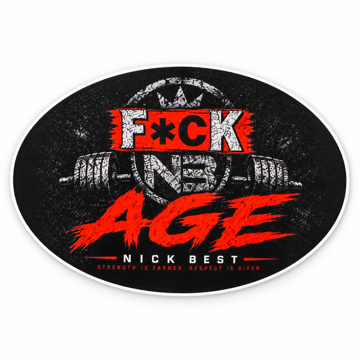 Nick Best F*CK AGE oval sticker