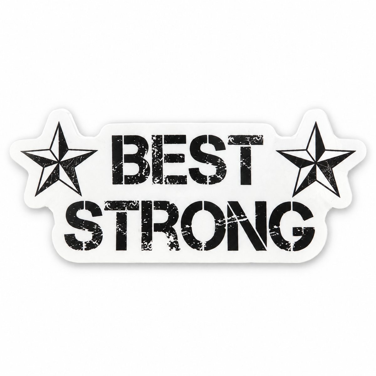 BEST STRONG white die-cut sticker with stars